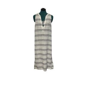 Athleta Dress Womens Small Linen Blend‎ Sleeveless Striped Summer Beach Casual